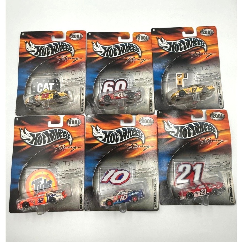 Hot Wheels Racing 2001 NASCAR Pit Board Diecast Lot of 6 Tide CAT Valvoline 1:64